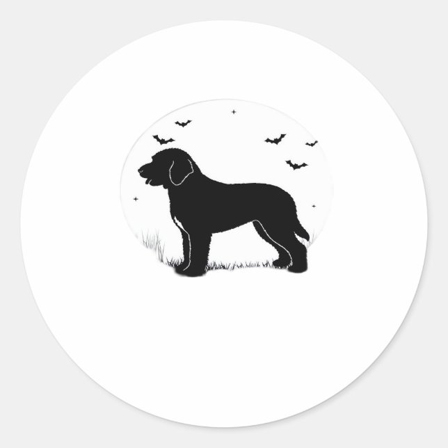 Barbet Dog � Halloween Mond Silhouette Oversified  Runder Aufkleber (Vorderseite)