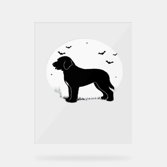 Barbet Dog - Halloween-Mond-Silhouette Oversifizie Acrylschild (Vorderseite)
