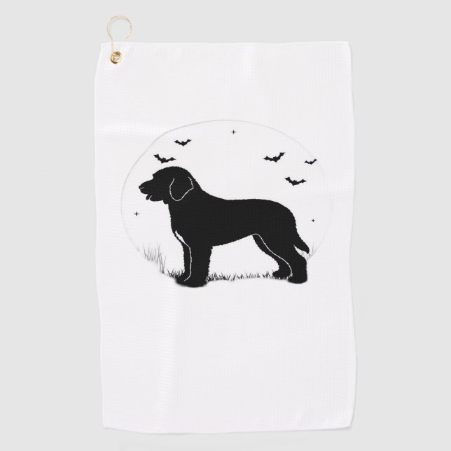 Barbet Dog - Halloween-Mond-Silhouette Oversifizie Golfhandtuch (Vorderseite)