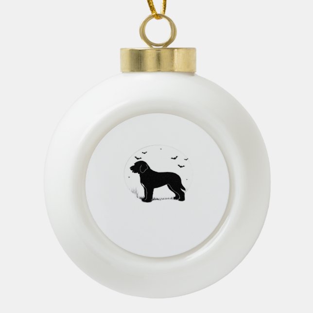 Barbet Dog - Halloween-Mond-Silhouette Oversifizie Keramik Kugel-Ornament (Vorderseite)