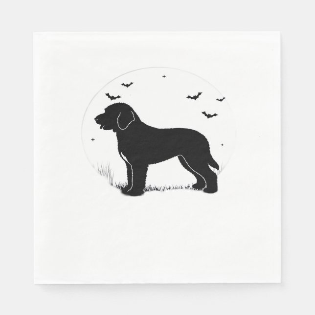 Barbet Dog - Halloween-Mond-Silhouette Oversifizie Serviette (Vorderseite)