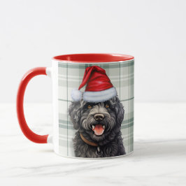 Barbet Dog Holiday Green Kariert Weihnachten Tasse