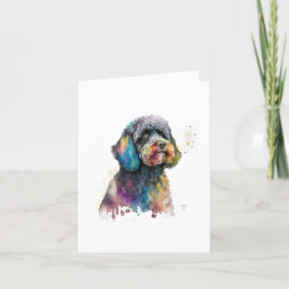 Barbet Dog in Aquarell & Pen Feiertagskarte