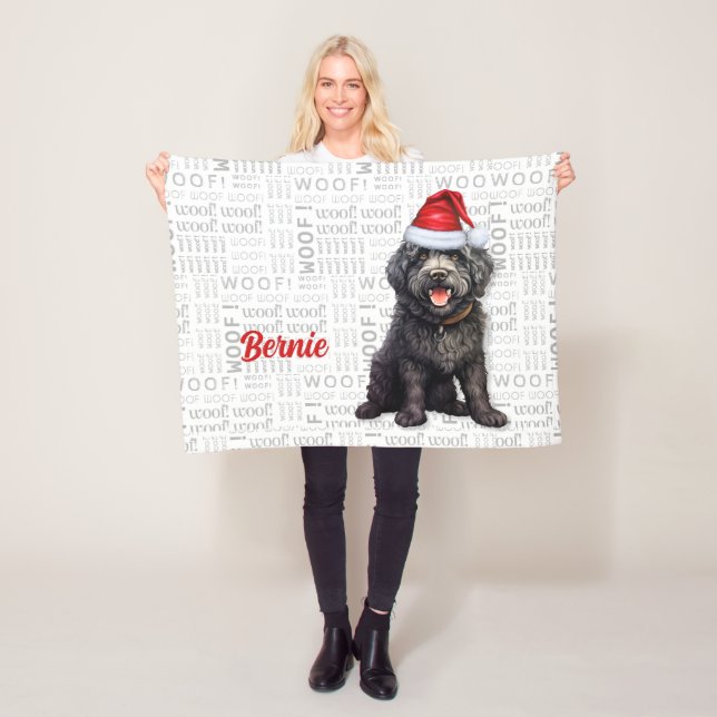 Barbet Dog mit dem Namen Weihnachtsfeiertag Fleecedecke (Beispiel)