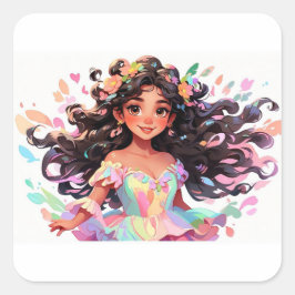 Barbie Art Quadratischer Aufkleber