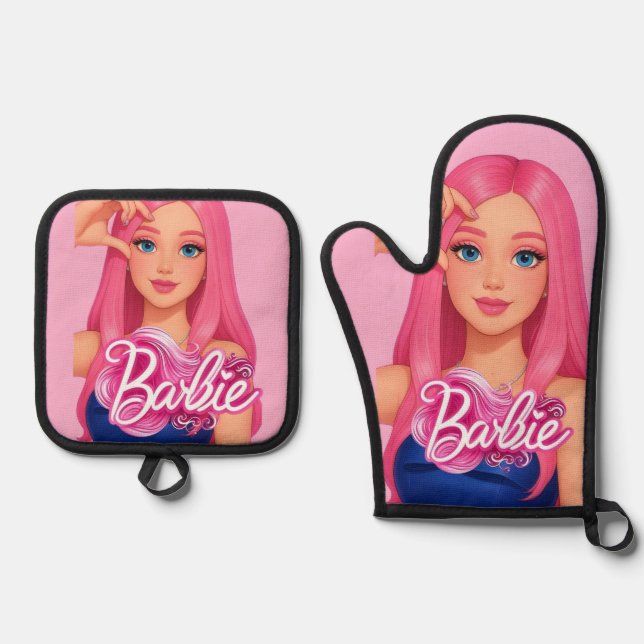 Barbie Ofenhandschuh & Topflappen-Set (Vorderseite)