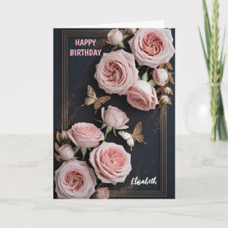 Barbie pink roses flowers karte