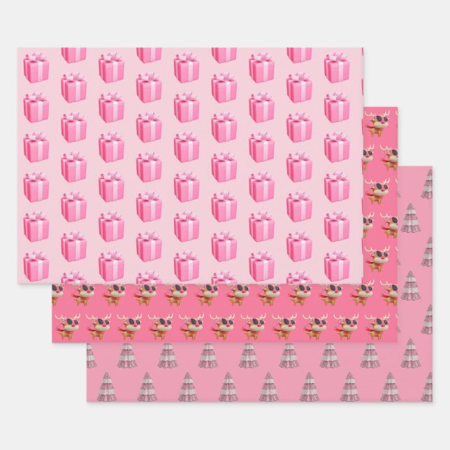 Barbie Pink Weihnachtswrapping Papier 3 Blatt (Set)