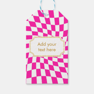 Barbiecore Pink Modern Checked Geschenkanhänger