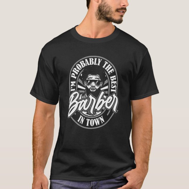 Barbier Afro-Frisur Coiffeur   Bart Frisur T-Shirt (Vorderseite)
