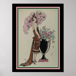 Barbier Art Deco Print Rouge Et oder 13 x 19 Poster