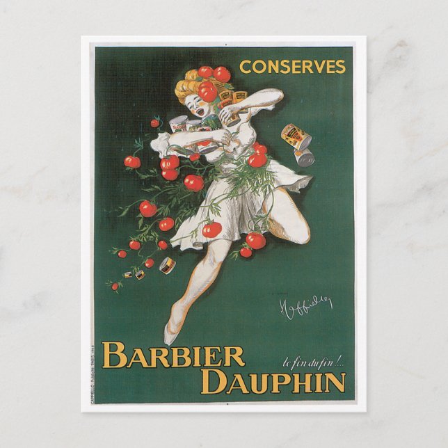 Barbier Dauphin bewahrt Vintage Küche und Kunst Postkarte (Vorderseite)