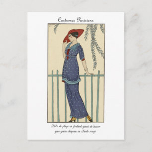 Barbier Fashion Illustration Kostüme Parisiens Postkarte