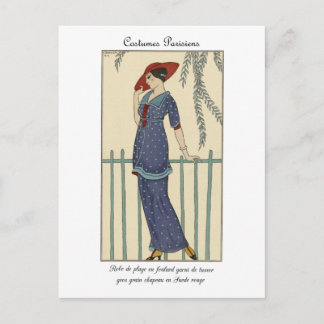 Barbier Fashion Illustration Kostüme Parisiens Postkarte