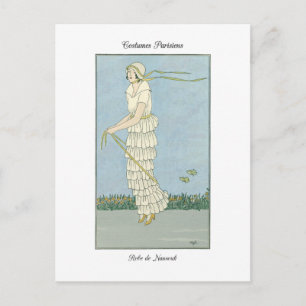 Barbier Fine Art Fashion Illustration Robe Nansouk Postkarte