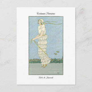 Barbier Fine Art Fashion Illustration Robe Nansouk Postkarte
