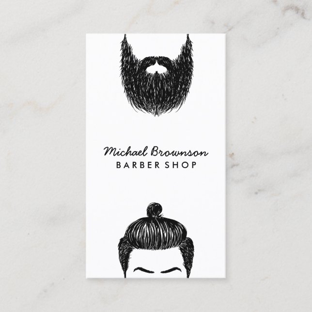 Barbier Hipster Bart Schnurrbart QR-Code Visitenkarte (Vorderseite)