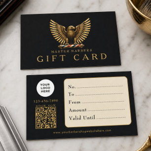 Barbier Shop Golden Eagle Logo Qr Code Geschenkkar Visitenkarte