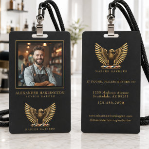 Barbier Shop Golden Eagle Logo Rasiermesser Foto P Ausweis