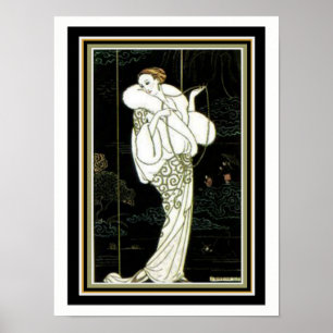 Barbier "White Fur" Art Deco Mode Print 12 x 16 Poster