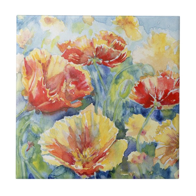 Barb's Poppies dekorative Accent Tile Fliese (Vorderseite)