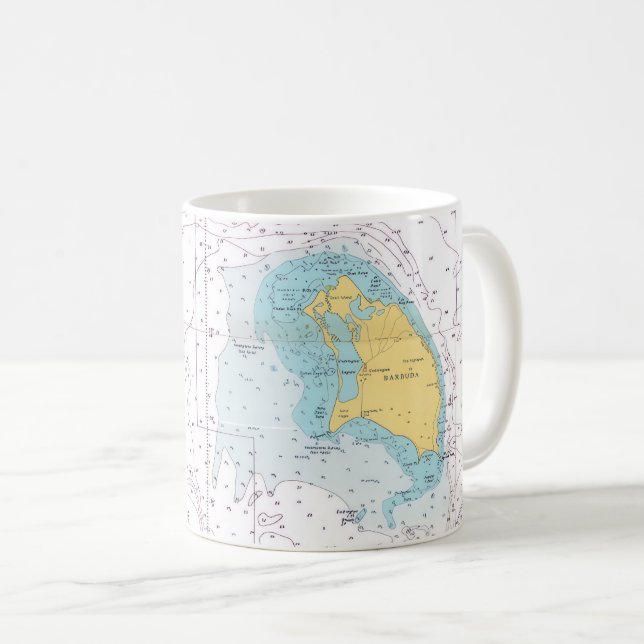 Barbuda Nautical Map Tasse (VorderseiteRechts)