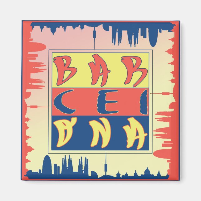 Barcelona 2 Zoll Square Magnet (Vorne)