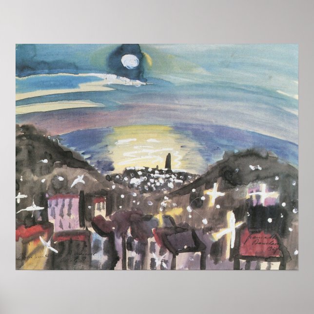 Barcelona am Abend von Walter Gramatte Poster (Vorne)