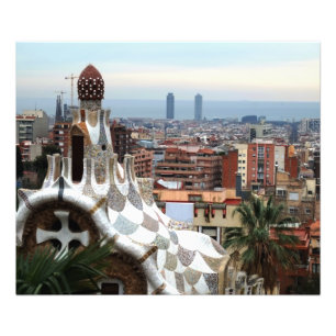 Barcelona-Ansicht von Gaudis Parc Guell Fotodruck