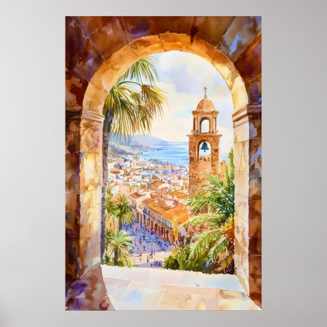 Barcelona Aquarell 2 Poster (Vorne)