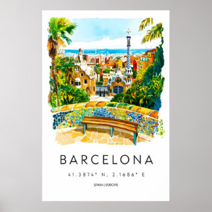 Barcelona Aquarell Poster Barcelona Reise Druck