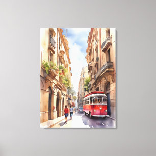 Barcelona Aquarellkunst Leinwanddruck