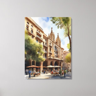 Barcelona Aquarellkunst Leinwanddruck
