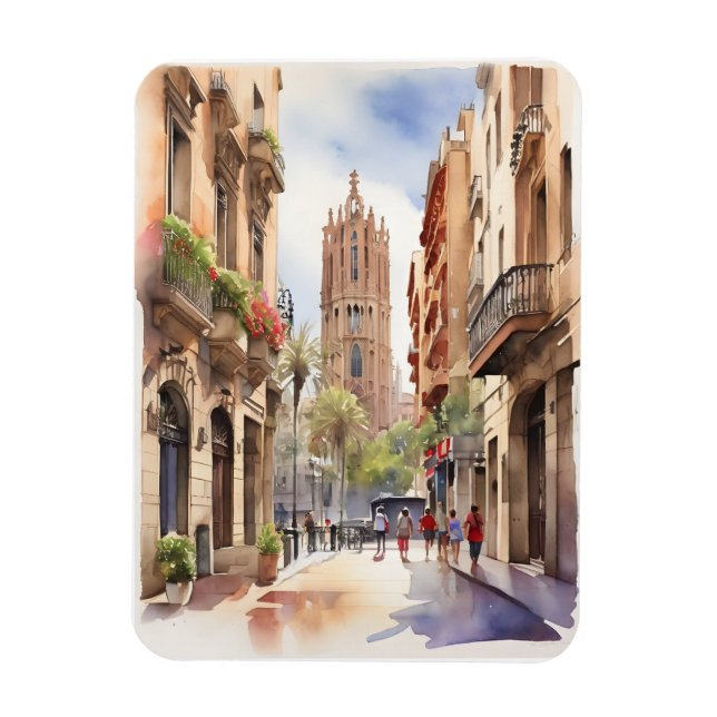 Barcelona Aquarellkunst Magnet (Vertikal)