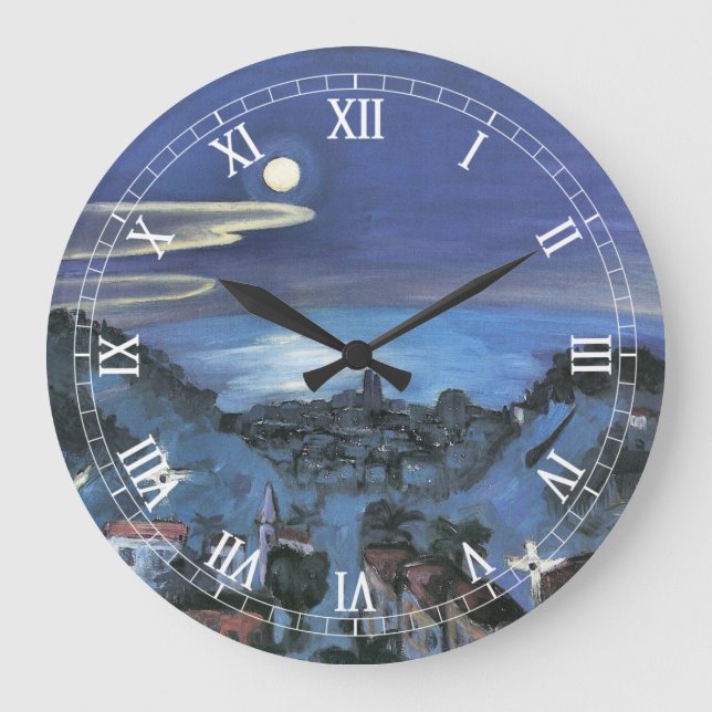 Barcelona Ausblick auf die Stadt bei Nacht von Wal Große Wanduhr (Vorderseite)