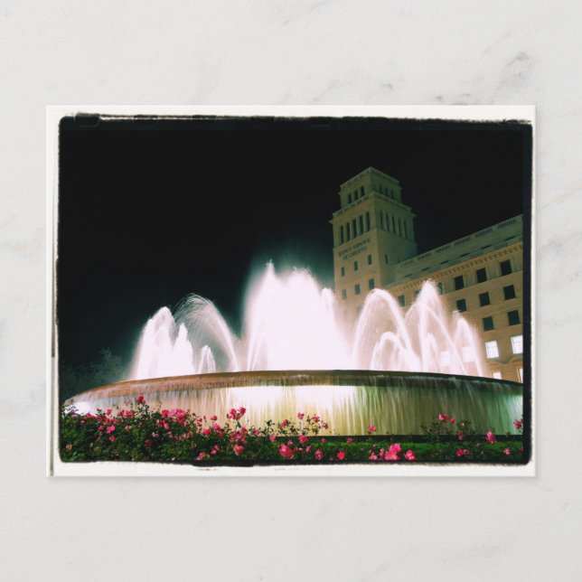 Barcelona Brunnen - Placa de Catalunya - Postkarte (Vorderseite)