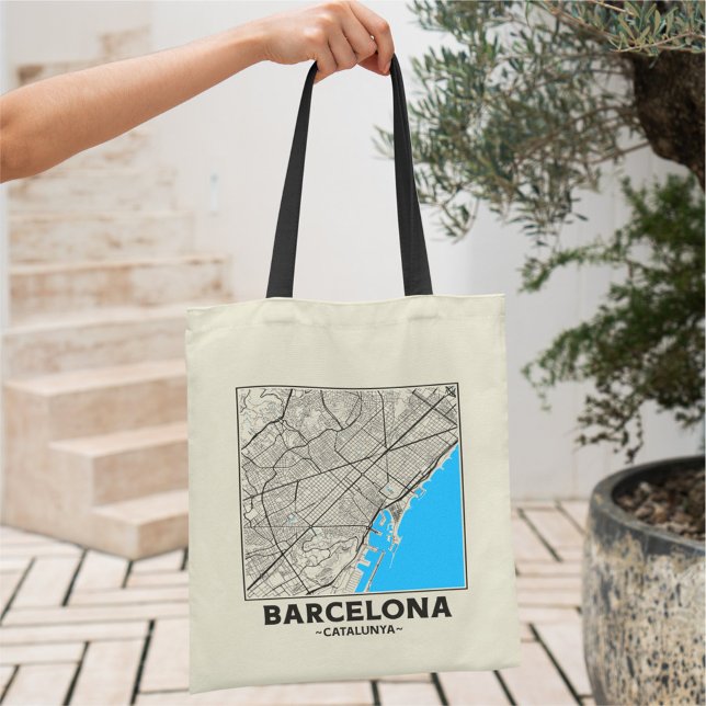 Barcelona, Catalunya City Map Tote Bag Tragetasche (Von Creator hochgeladen)