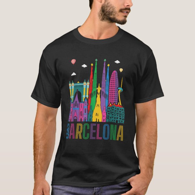 Barcelona City Landscape Attractions Architecture  T-Shirt (Vorderseite)