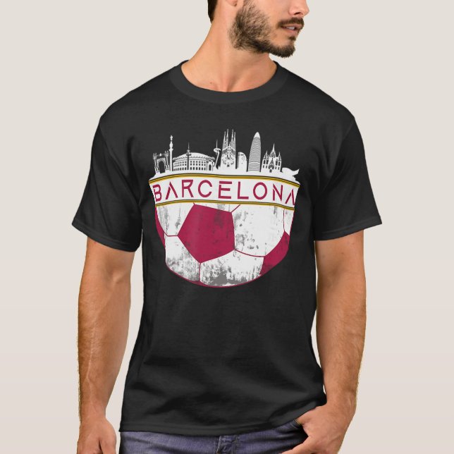 Barcelona City Skyline Soccer Sports Fans Cool gir T-Shirt (Vorderseite)