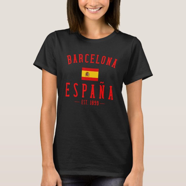 Barcelona Espana Spain Est  Souvenir Flag Map Vaca T-Shirt (Vorderseite)