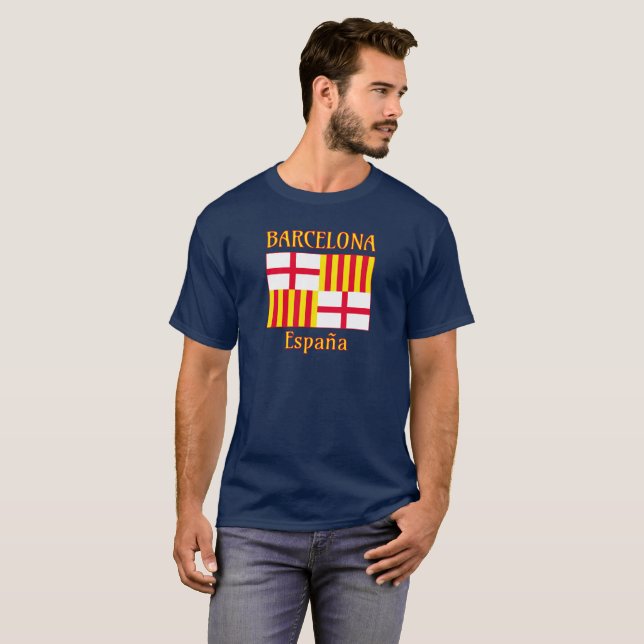 Barcelona-Flagge in rot-weiß und gelb T-Shirt (Vorne ganz)