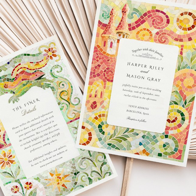 Barcelona Gaudí-Inspirierte Mosaikhochzeit Einladung (Von Creator hochgeladen)