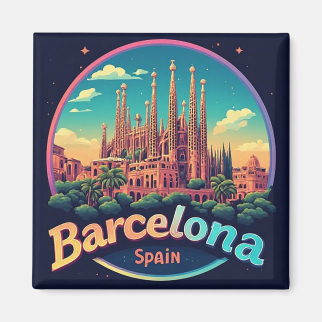 🧲 Barcelona Gotisches Viertel Erinnerung Spanien  Magnet (Vorne)