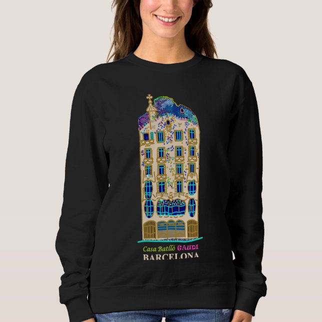 Barcelona, Hand zeichnend Gaudi Casa Batlló, Spani Sweatshirt (Vorderseite)