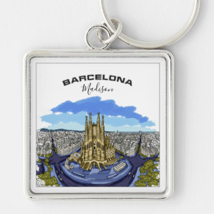 Barcelona Illustration individuelle Name Schlüssel Schlüsselanhänger