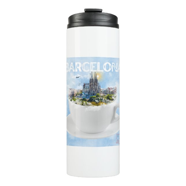 Barcelona im Teacup - Sagrada Familia Skyline Thermosbecher (Vorderseite)