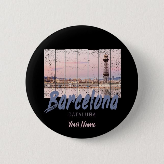 Barcelona - Katalonien - Sonnenuntergang Skyline S Button (Vorderseite)