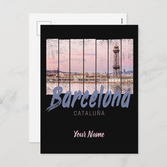 Barcelona - Katalonien - Sonnenuntergang Skyline S Feiertagspostkarte (Vorne/Hinten)