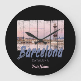Barcelona - Katalonien - Sonnenuntergang Skyline S Große Wanduhr