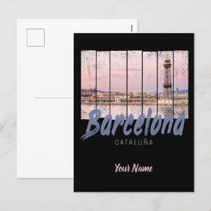 Barcelona Katalonien Sonnenuntergang Skyline Spani Feiertagspostkarte
